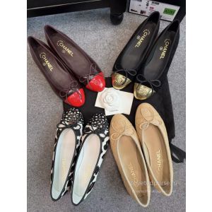 Chanel Ballet Flats Black with Gold Toe G02819