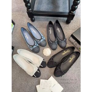 Chanel Ballet Flats Grey with Grey Toe G02819