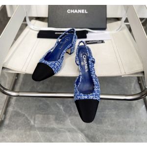Chanel Blue Tweed Slingback Pumps