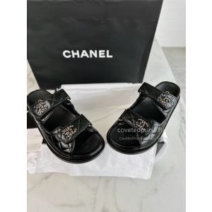 Chanel CC Double Strap Slides Black