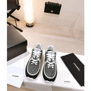 Chanel CC Gray and Fabric Sneakers