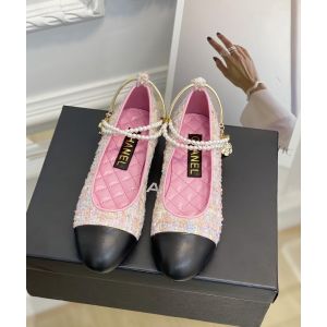 Chanel CC Pink Tweed Ballet Flat