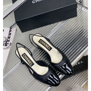 Chanel CC Quilted Leather Slingback Pumps Black 65MM