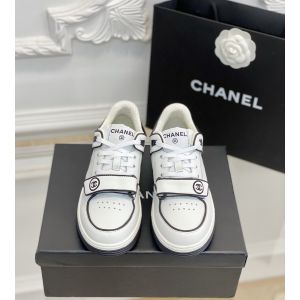 Chanel CC White Black Leather Sneaker