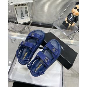 Chanel Dad CC Quilted Leather Platform Sandal Blue