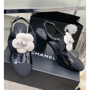 Chanel Leather Pump with Camellia Flower Black 70MM