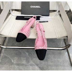 Chanel Pink Tweed Slingback Pumps