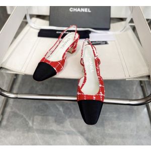 Chanel Red Tweed Slingback Pumps