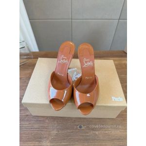 Christian Louboutin Peep Toe Heeled Mules Cognac