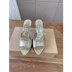 Christian Louboutin Peep Toe Heeled Mules Gold
