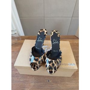 Christian Louboutin Peep Toe Heeled Mules Leopard