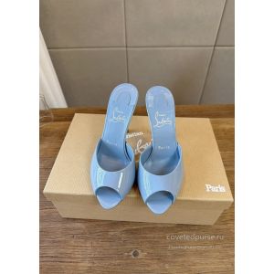 Christian Louboutin Peep Toe Heeled Mules Light Blue