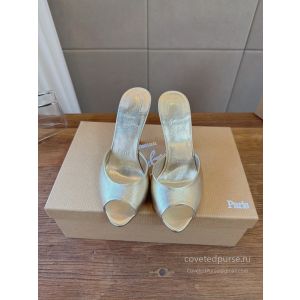 Christian Louboutin Peep Toe Heeled Mules Light Gold