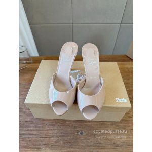 Christian Louboutin Peep Toe Heeled Mules Nude