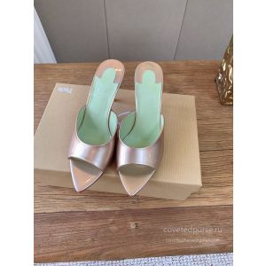 Christian Louboutin Peep Toe Heeled Mules Rose Gold
