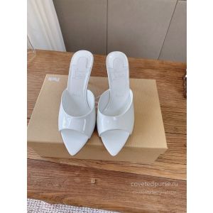 Christian Louboutin Peep Toe Heeled Mules White Patent