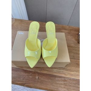 Christian Louboutin Peep Toe Heeled Mules Yellow