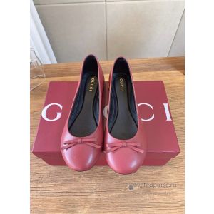 Gucci Bamboo Heel Ballet Flats Red