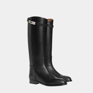 Hermes Jumping Tall Boots Noir Box Calf Leather