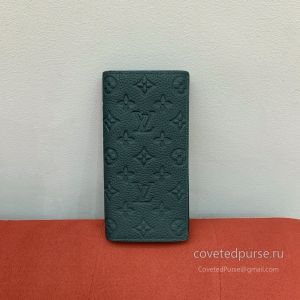Louis Vuitton Brazza Wallet Dark Green Embossed Leather M61697