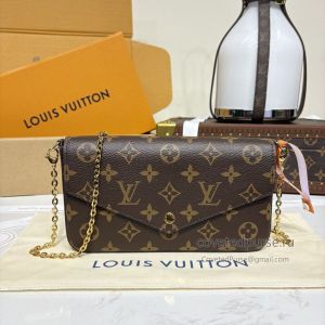 Louis Vuitton Pochette Félicie Brown Monogram Envelope Burgundy Interior M81896 Premium