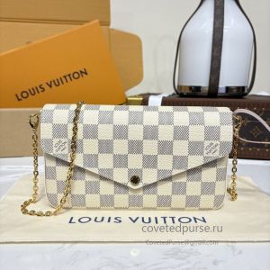 Louis Vuitton Pochette Félicie Cream Grey Checkerboard Envelope N40491 Premium
