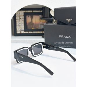 Prada PR B17S Rectangle Sunglasses Black Grey