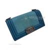 Chanel Small Seawater Blue Stingray Embossed Calfskin Le Boy Bag With Silver HW