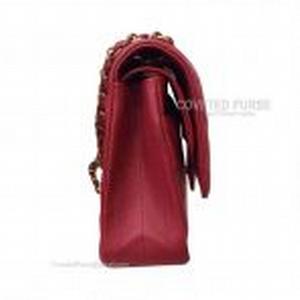 Chanel replica flap Red Calfskin side view 